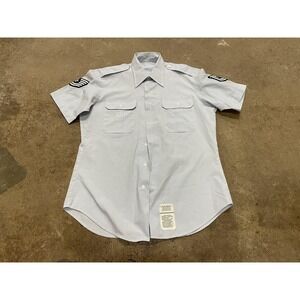 Vintage US Air Force Shirt Mens Large Blue Short Sleeve UNICOR/FPI Uniform 90s